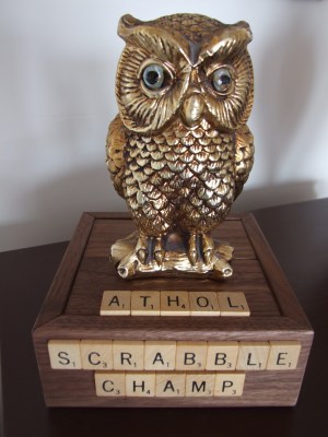 The Athol Scrabble Champ award nicknamed the "Hoot" award made by Recreation Committee member Glen Wallis.