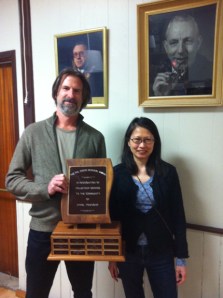 Lily Lee of Cherry Valley awarded the Philip Dodds Award presented by Glen Wallus voting member and resident of Cherry Valley.