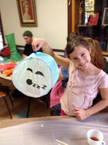 Happy lantern maker with her sleepy moon! 