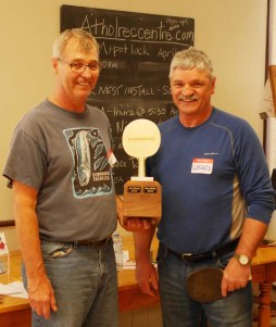 Les the winner on the left with runner up Clarence.